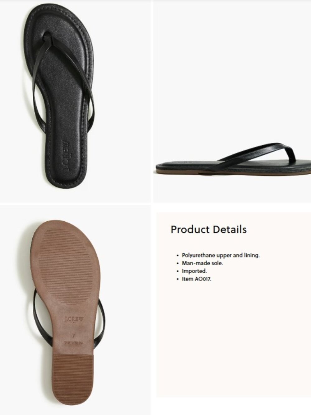 J. CREW Factory Easy Summer Flip-Flops Black Size 8 NEW